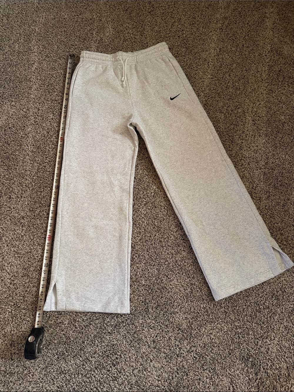 Nike Heather Gray Wide-Leg Sweatpants with Side Slits